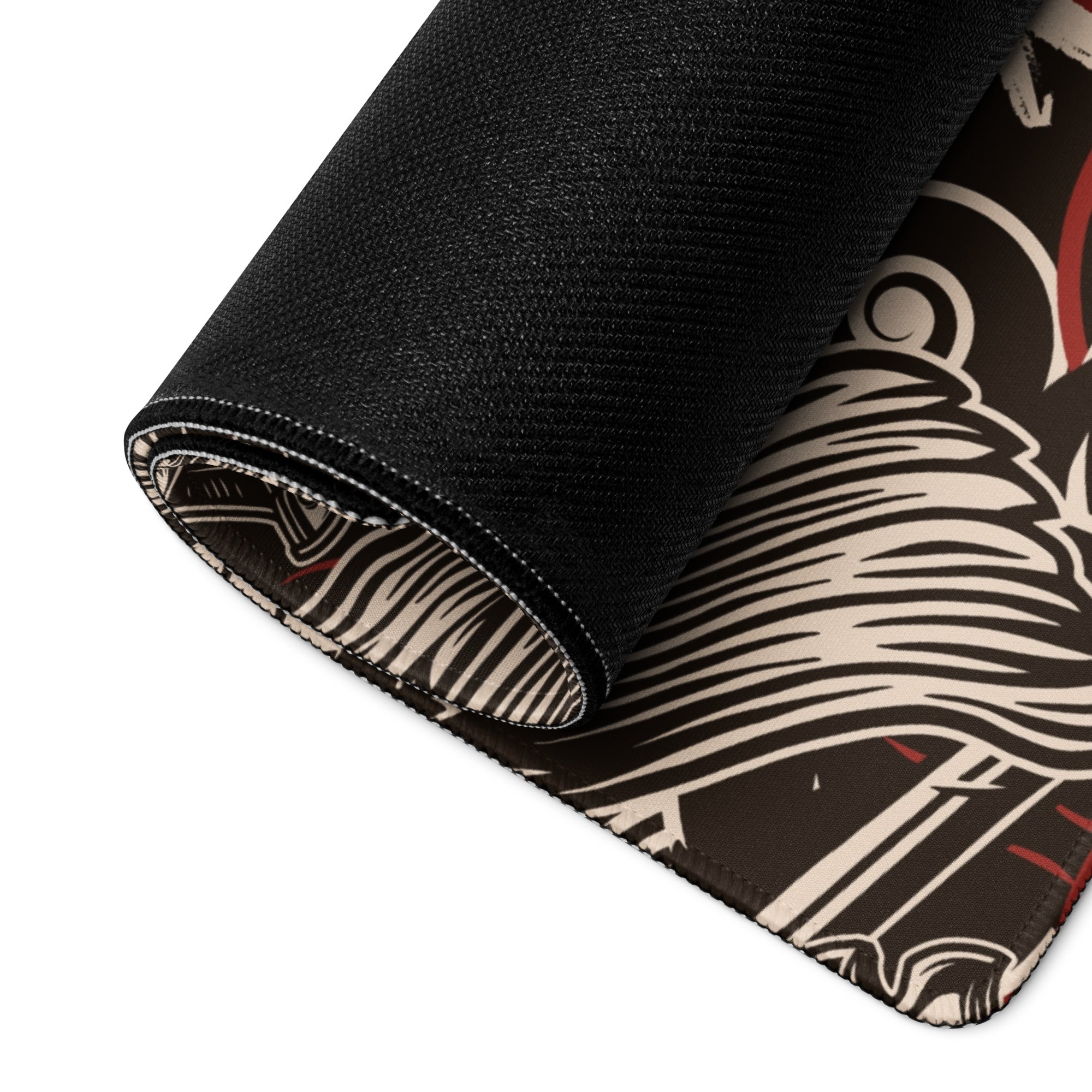 Dragon Ink Gaming Pad - Dragon Black White Red Gaming Desk Graphic Art, Bold Urban Mood, CSGO Dota Mat, Vector Artwork