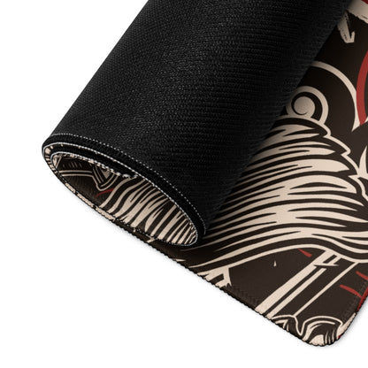 Dragon Ink Gaming Pad - Dragon Black White Red Gaming Desk Graphic Art, Bold Urban Mood, CSGO Dota Mat, Vector Artwork