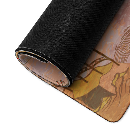 Ukiyo-e Geisha Garden Mouse Pad - Geisha Garden Pink Mauve Green Desk Ukiyo-e Calm Mood Ukiyo-e Japanese Printed