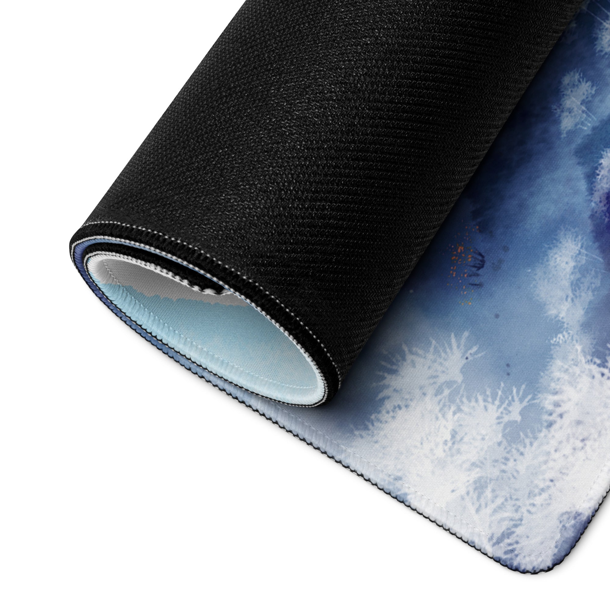Blue Mountain Serenity Desk Pad - Mouse Pad Blue White Home Office Watercolor Landscape Calm Zen Minimalist Gaming Desk Mat Watercolor