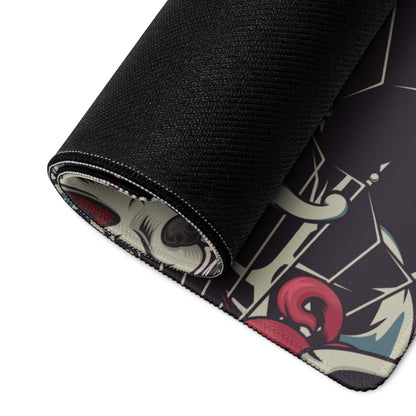 Mystic Kitsune Mask Art Mouse Pad - Kitsune Mask Art Red Black White Blue Gaming Desk Bold Mood Neon Accent Print