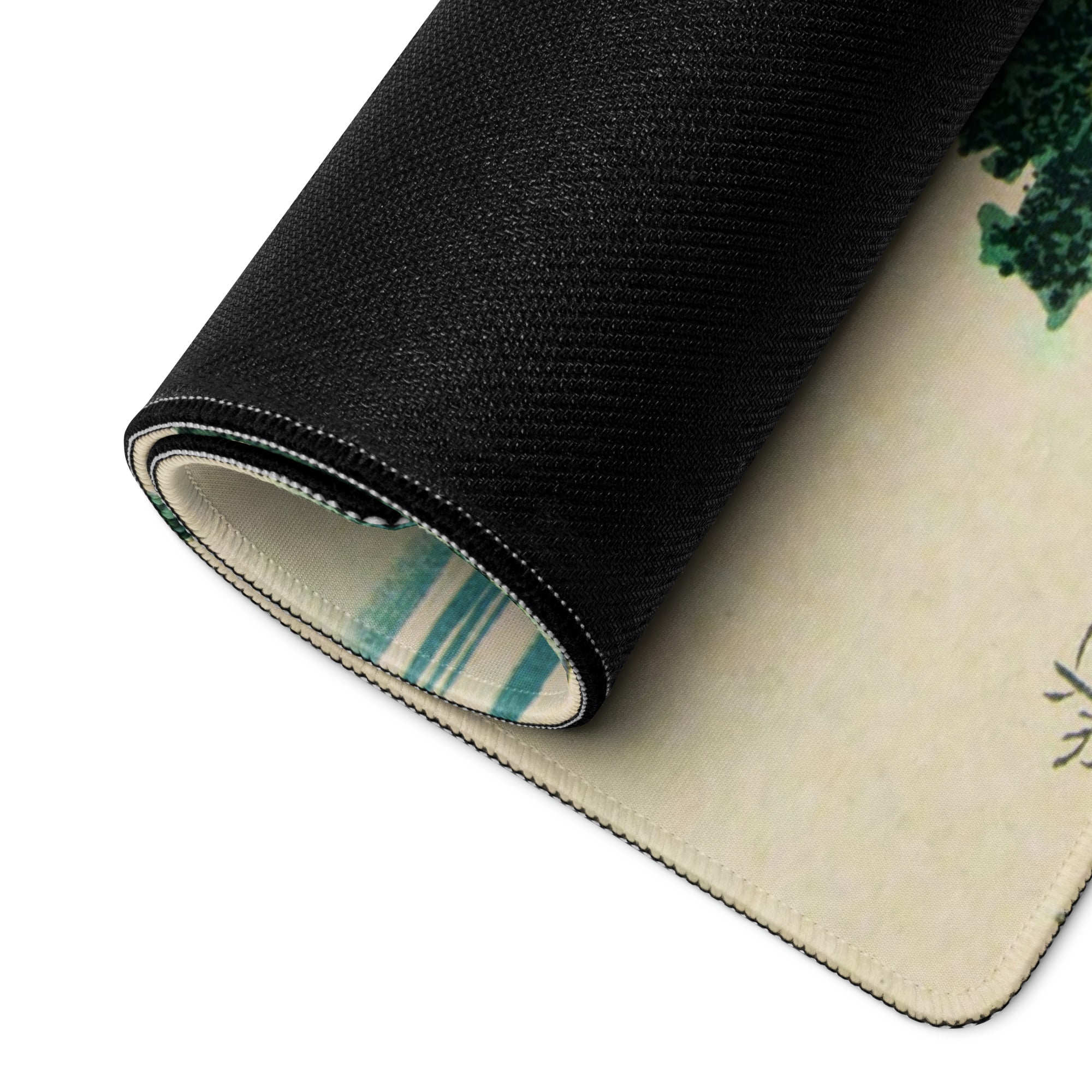 Ukiyo-E Landscape Mouse Pad - Mouse Pad Teal Beige Desk Mat Ukiyo-E Calm Mood Japanese Decor Large Desk Woodblock