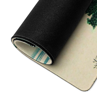 Ukiyo-E Landscape Mouse Pad - Mouse Pad Teal Beige Desk Mat Ukiyo-E Calm Mood Japanese Decor Large Desk Woodblock