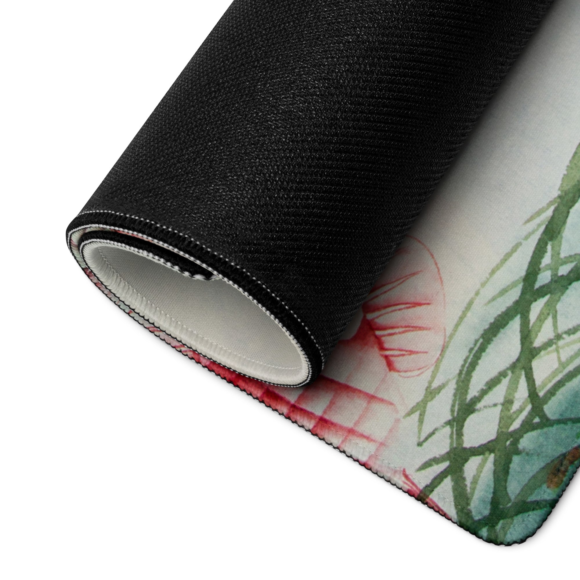 Koi Fish Large Gaming Mouse Pad - Koi Fish Pink Red Desk Pad Watercolor - Serene Mood Decor Koi Art