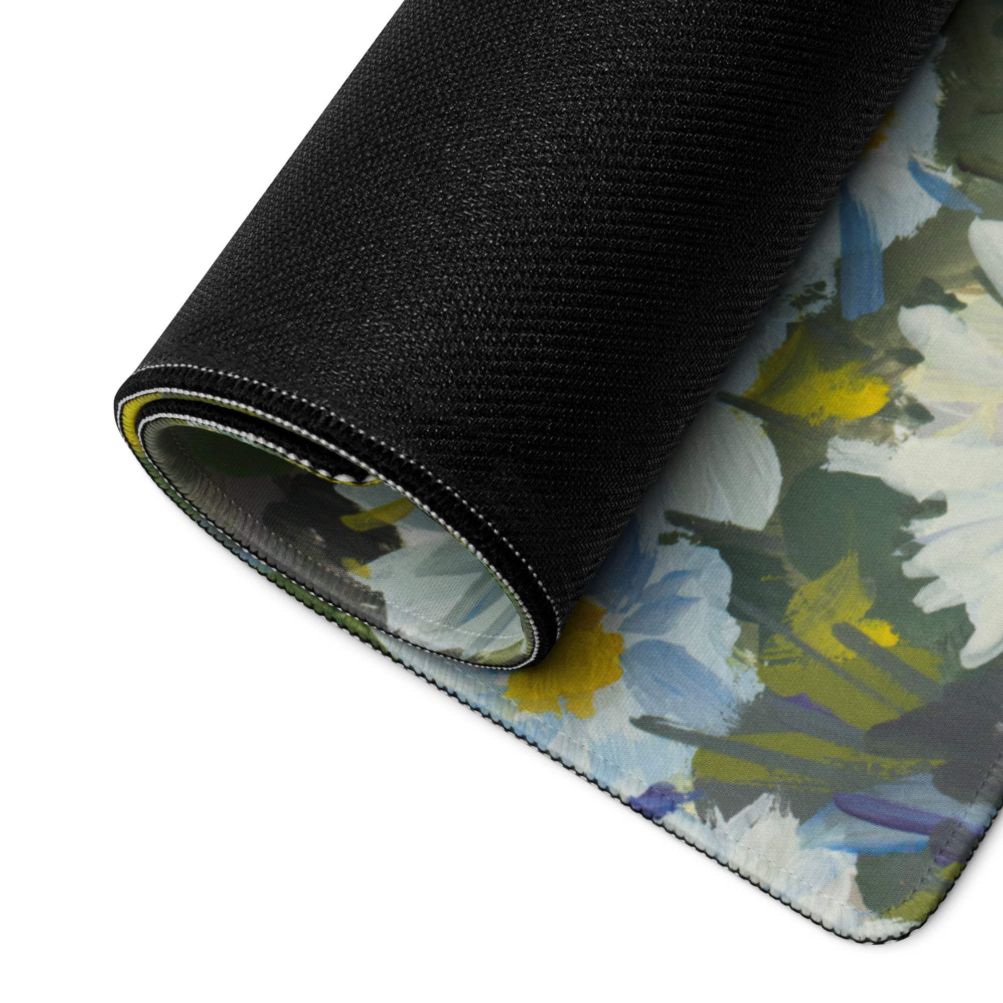 Floral Daisy Field Gaming Mouse Pad - Gaming Mouse Pad White Yellow Blue Green Impressionist Calm Mood Modern Desk Decor