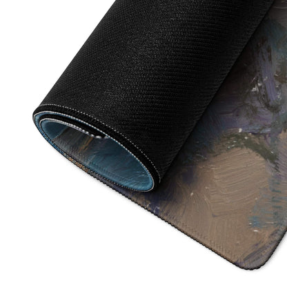 Azure Abstract Desk Mat - Landscape Blue Teal Gaming Desk Modern Moody Minimalist Mouse Pad Oil Painting