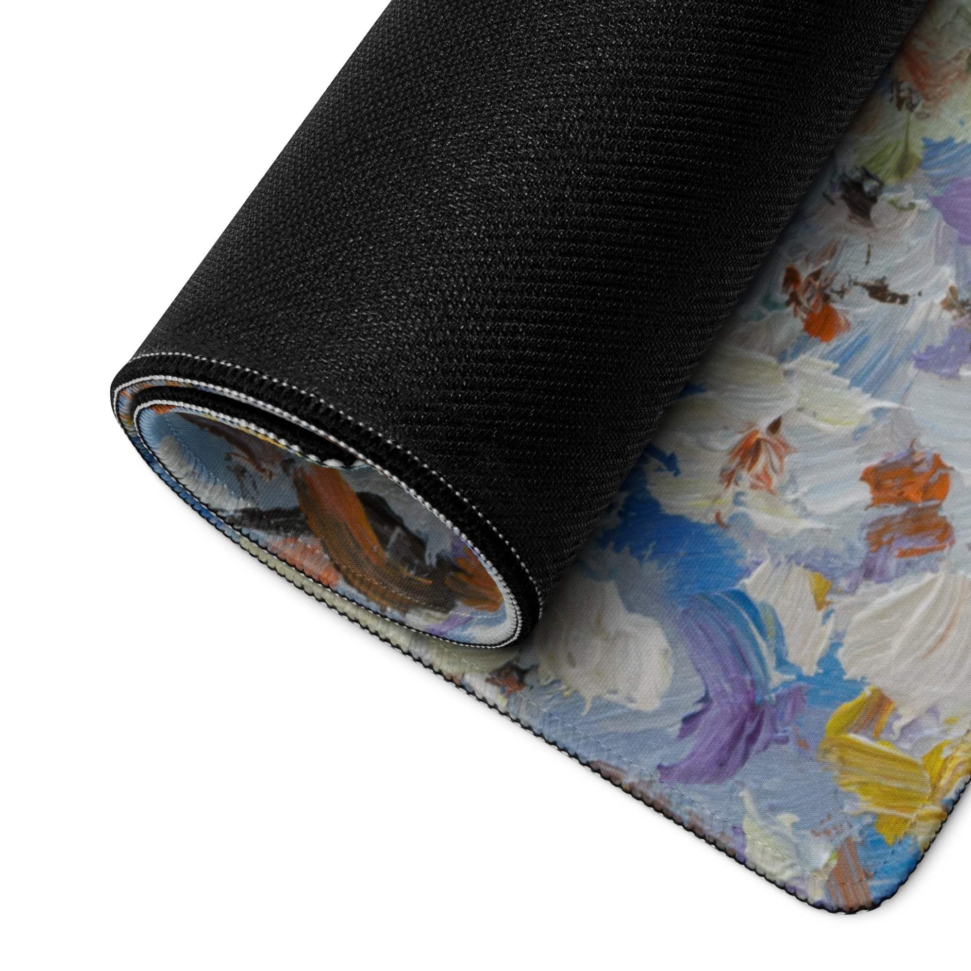 Vivid Abstract Blue Gaming Mouse Pad - Abstract Blue Modern Mouse Pad Desk Vibrant Mood Textured Contemporary Decor