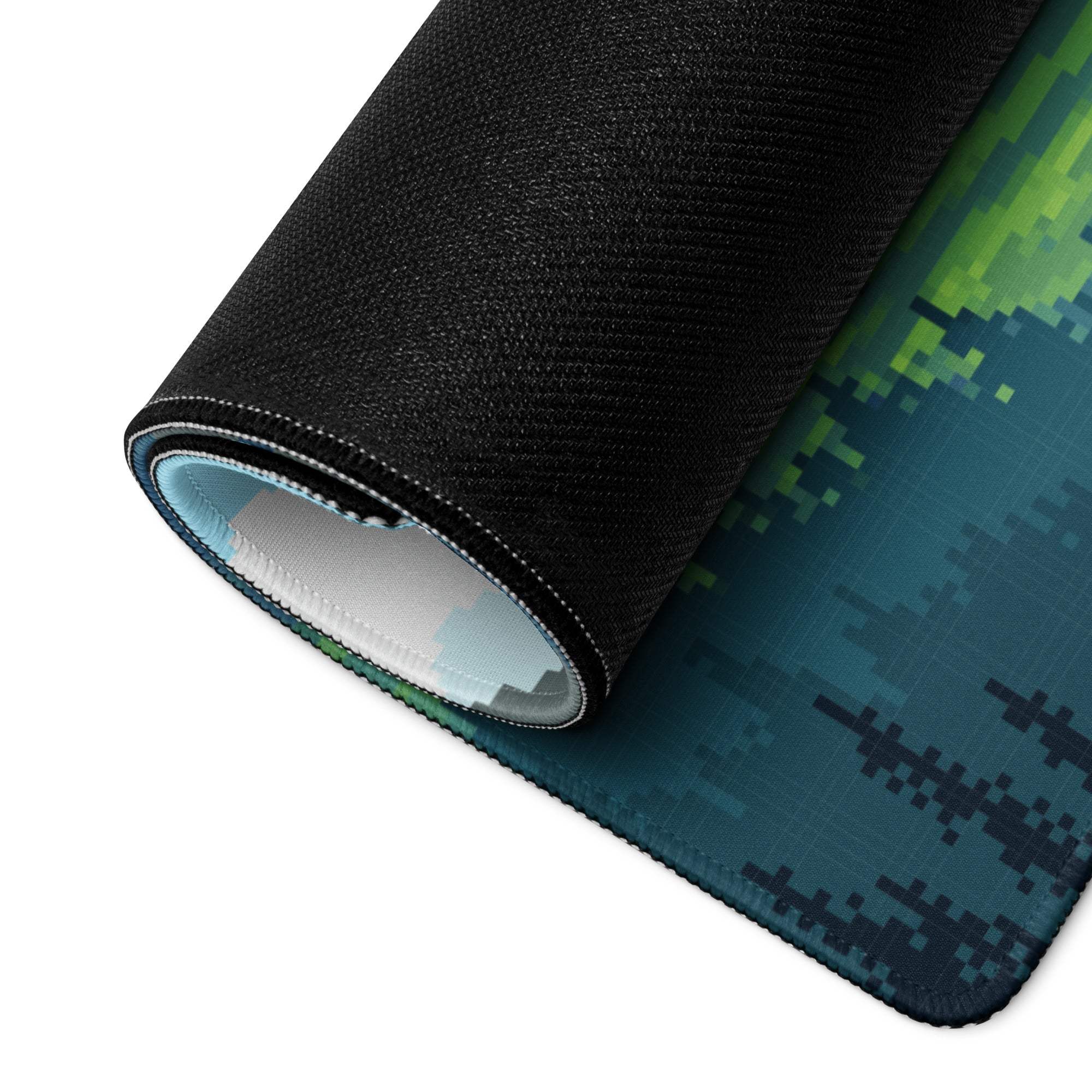 Alpine Pixel Mountain Mouse Pad - Mountain Blue Green Pixel Art Calm Mood Modern Decor Large Non Slip Digital Pixel Art