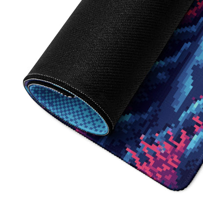 Nocturne Pixel Landscape Mouse Pad - Landscape Blue Moon Desk Pixel Art → Moody Retro Arcade Desk Pad Pixel Art