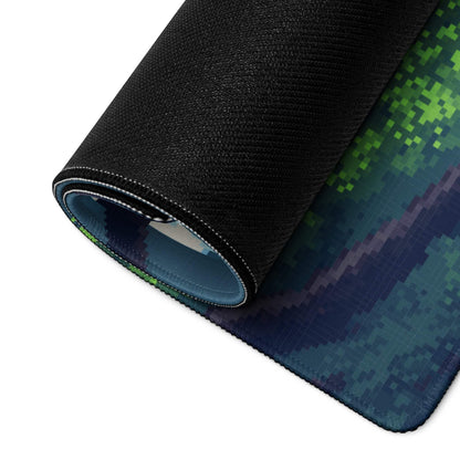 Forest Trail Pixel Art Mouse Pad - Forest Scene Blue Teal Green Desk Mat Calm Modern Gaming Mouse Pad Digital Art