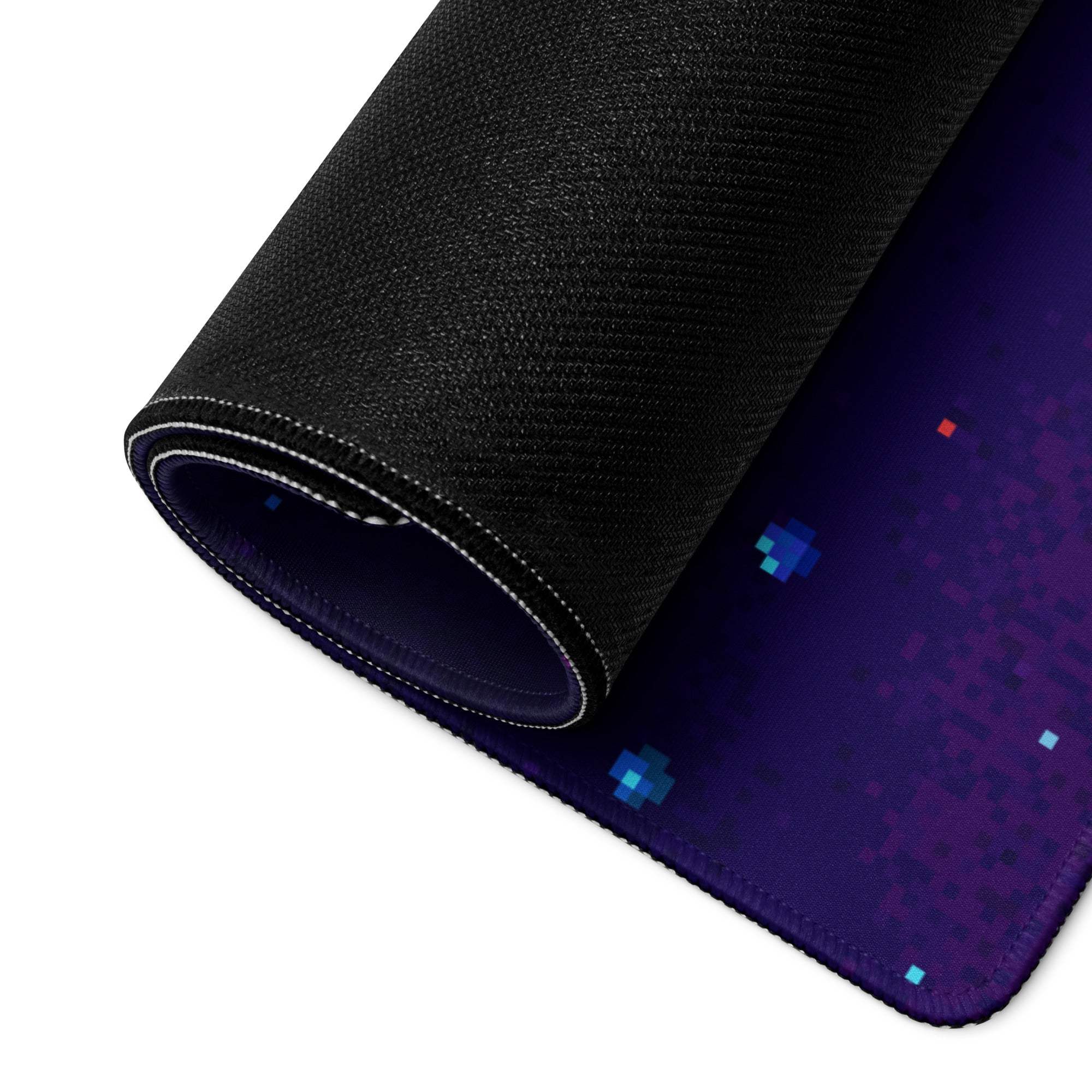 Cosmic Night Space Mouse Pad - Space Theme Purple Blue Desk Pad Retro Moody Futuristic Desk Accessory Pixel Art