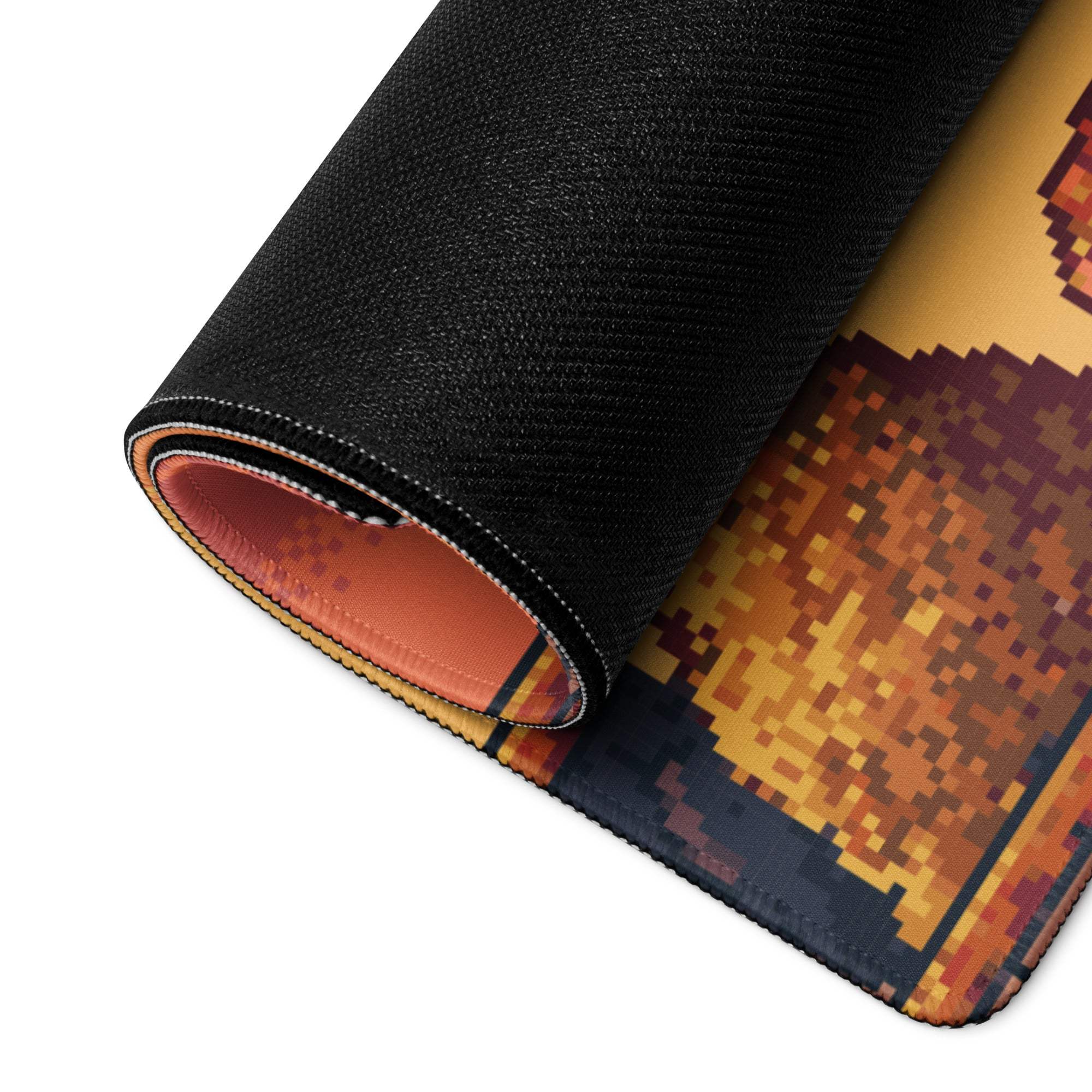 Pixel Oasis Desert Battle Mat - Gaming Mouse Pad Orange Sunset Pixel Art - Nostalgic Mood Arcade Decor Desk Pad Digital