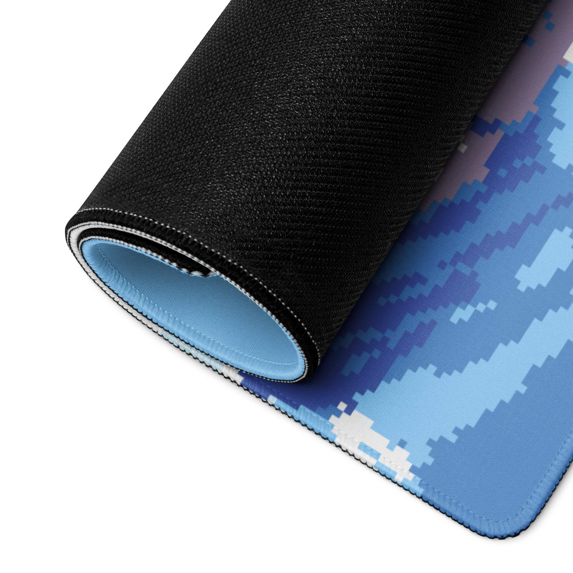 Mountainside Pixel Gaming Mouse Pad - Mountain Blue White Gaming Pixel Art Epic Modern Gaming Desk Mat Pixel Art