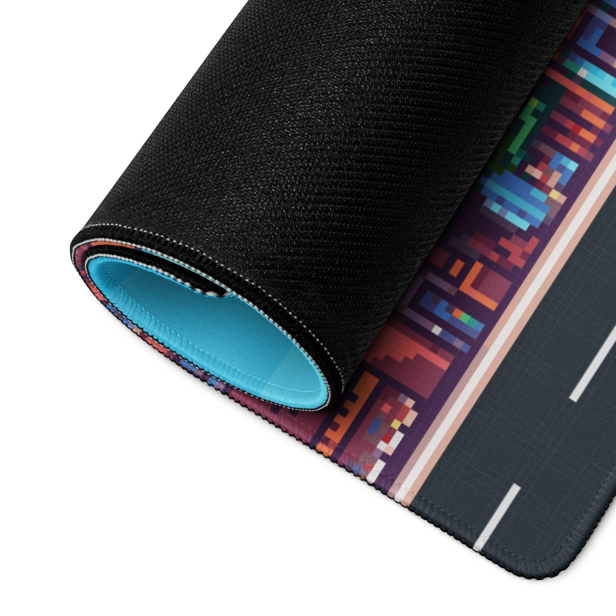 Pixel City Skyline Gaming Mouse Pad - City Skyline Blue Gaming Pixel Art Vibrant Urban Modern Large Desk Pad Non Slip