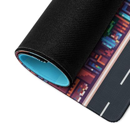Pixel City Skyline Gaming Mouse Pad - City Skyline Blue Gaming Pixel Art Vibrant Urban Modern Large Desk Pad Non Slip