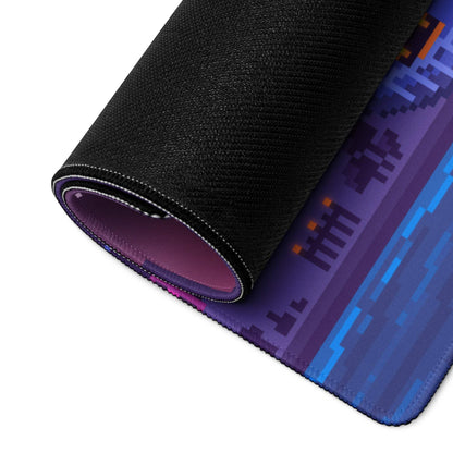 Neon City Pixel Mouse Pad - Gaming Mouse Pad Purple Blue Neon Desk Cyberpunk Vibrant Futuristic Neon Cityscape Pixel Art