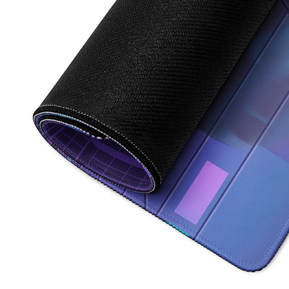 BMW M3 F80 Inspired Teal Purple Vaporwave Gaming Mouse Pad, Neon Sports Sedan Desk Mat with Futuristic Cyberpunk City Artwork