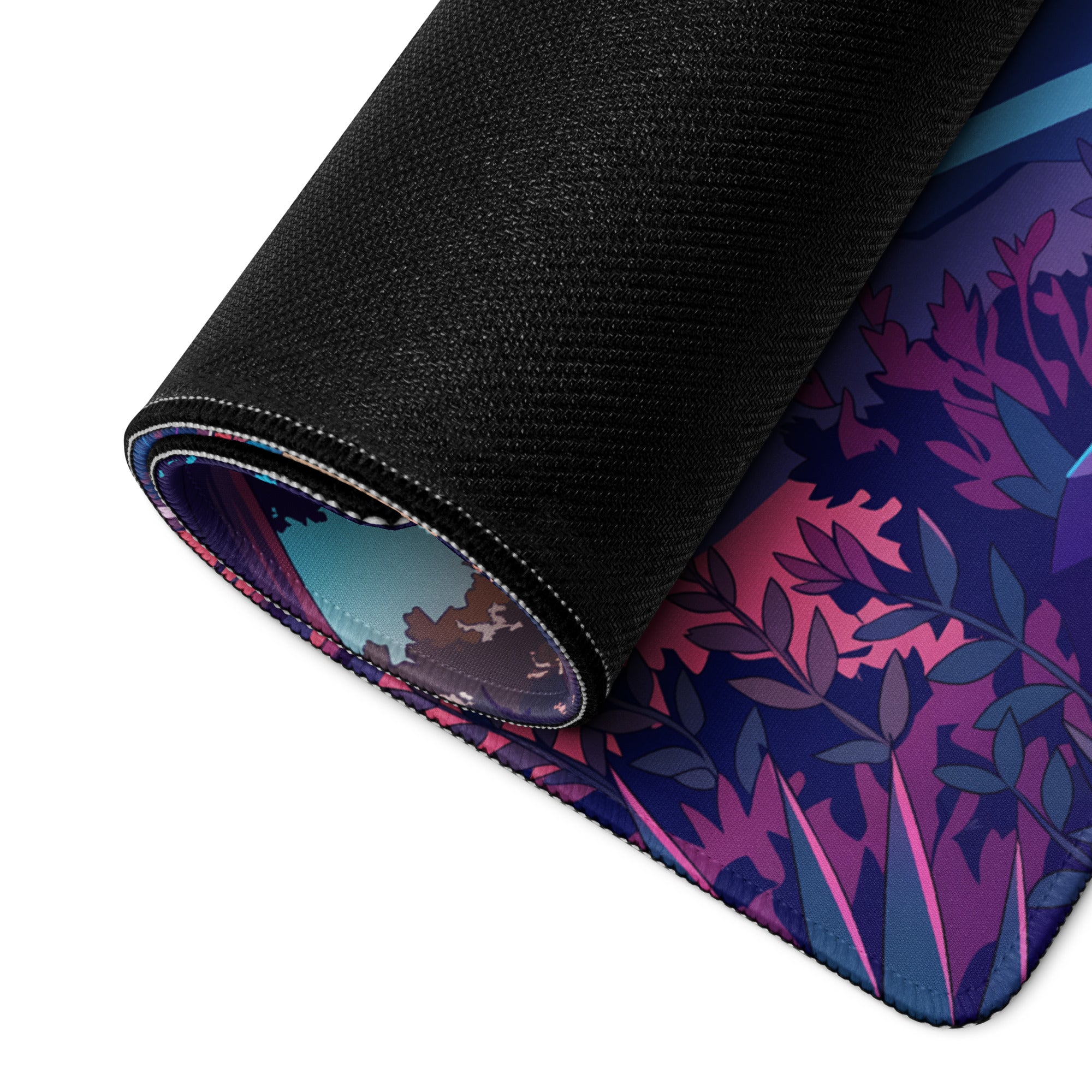 Mercedes-Benz SL 65 AMG Black Series Inspired White Pink Vaporwave Gaming Mouse Pad, Retro Supercar Desk Mat with Desert Sunset Road Artwork