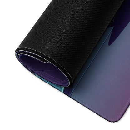 BMW M3 E46 Convertible Inspired Teal Purple Vaporwave Gaming Mouse Pad, Retro Sports Car Desk Mat with Neon Futuristic City Artwork