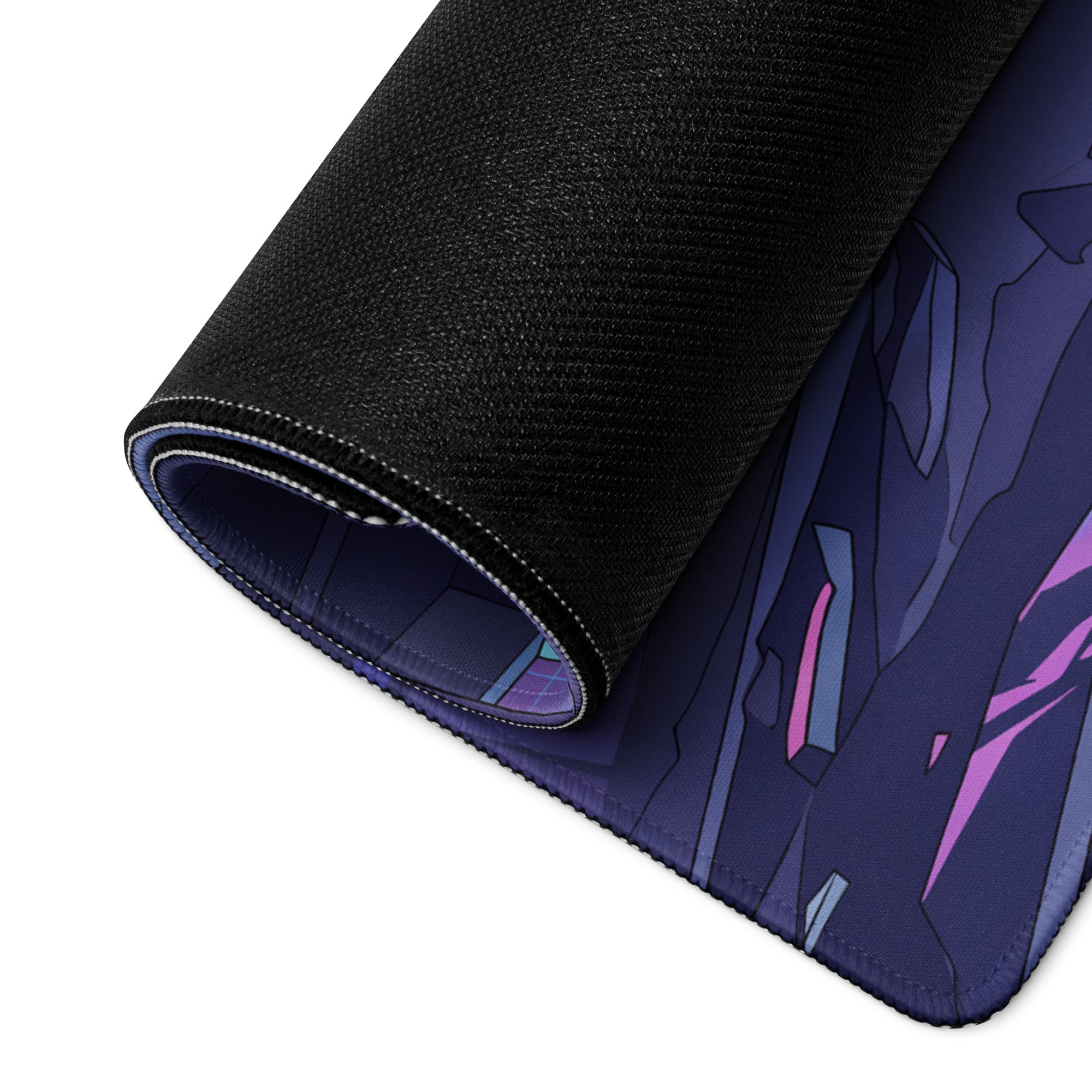 BMW M4 G82 Inspired Green Purple Vaporwave Gaming Mouse Pad, Neon Sports Coupe Desk Mat with Futuristic Ruined Garage Artwork