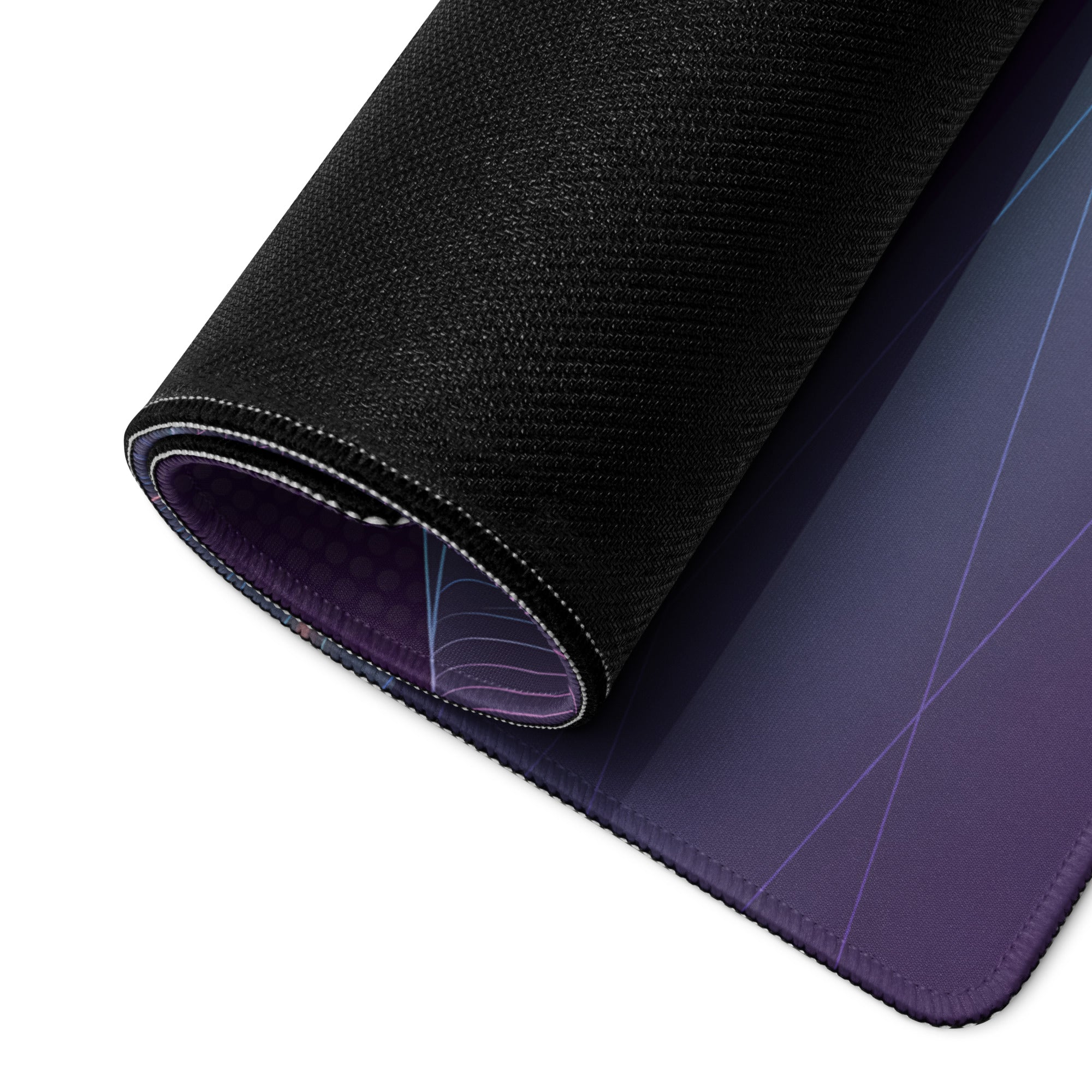 BMW M2 G87 Inspired White Purple Vaporwave Gaming Mouse Pad, Neon Sports Coupe Desk Mat with Retro Futuristic Wave Grid Artwork