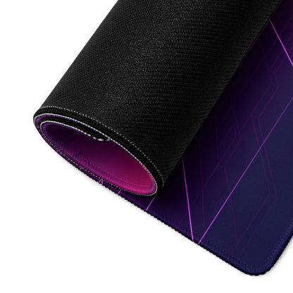 BMW M4 F82 Inspired Red Purple Vaporwave Gaming Mouse Pad, Neon Sports Coupe Desk Mat with Retro Futuristic City Grid Sunset Artwork