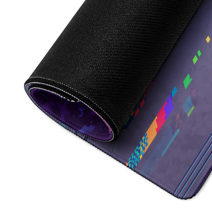 BMW M3 E46 Inspired Teal Purple Vaporwave Gaming Mouse Pad, Retro Sports Coupe Desk Mat with Neon Cyberpunk Sunset Road Artwork