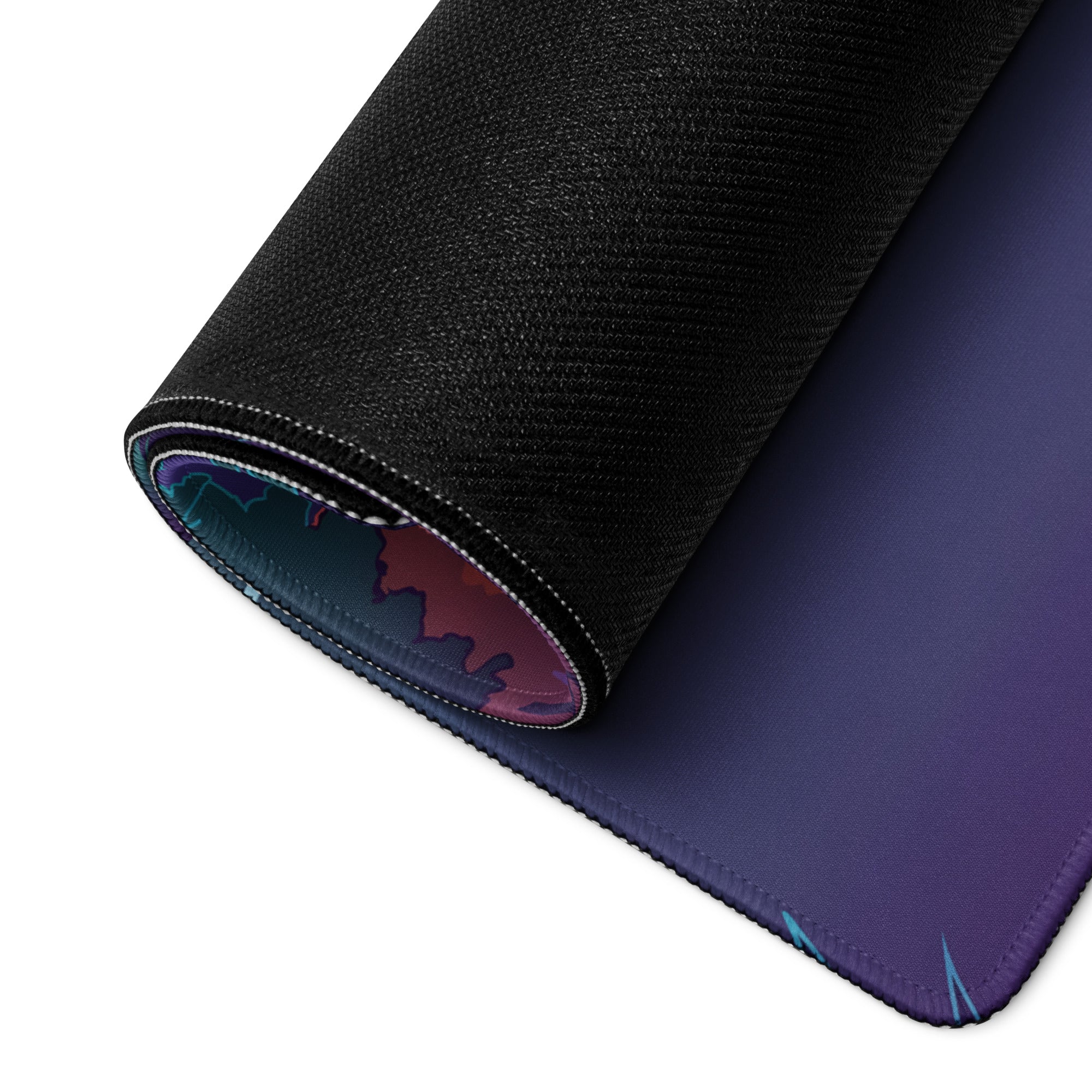 Volkswagen Golf R32 Inspired Silver Purple Vaporwave Gaming Mouse Pad, Retro Hot Hatch Desk Mat with Neon Sunset Road Artwork