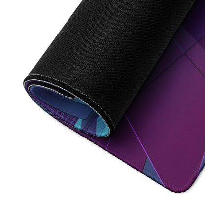 BMW M4 Inspired Blue Purple Vaporwave Gaming Mouse Pad, Neon Race Car Desk Mat with Retro Futuristic Cyberpunk Garage Artwork
