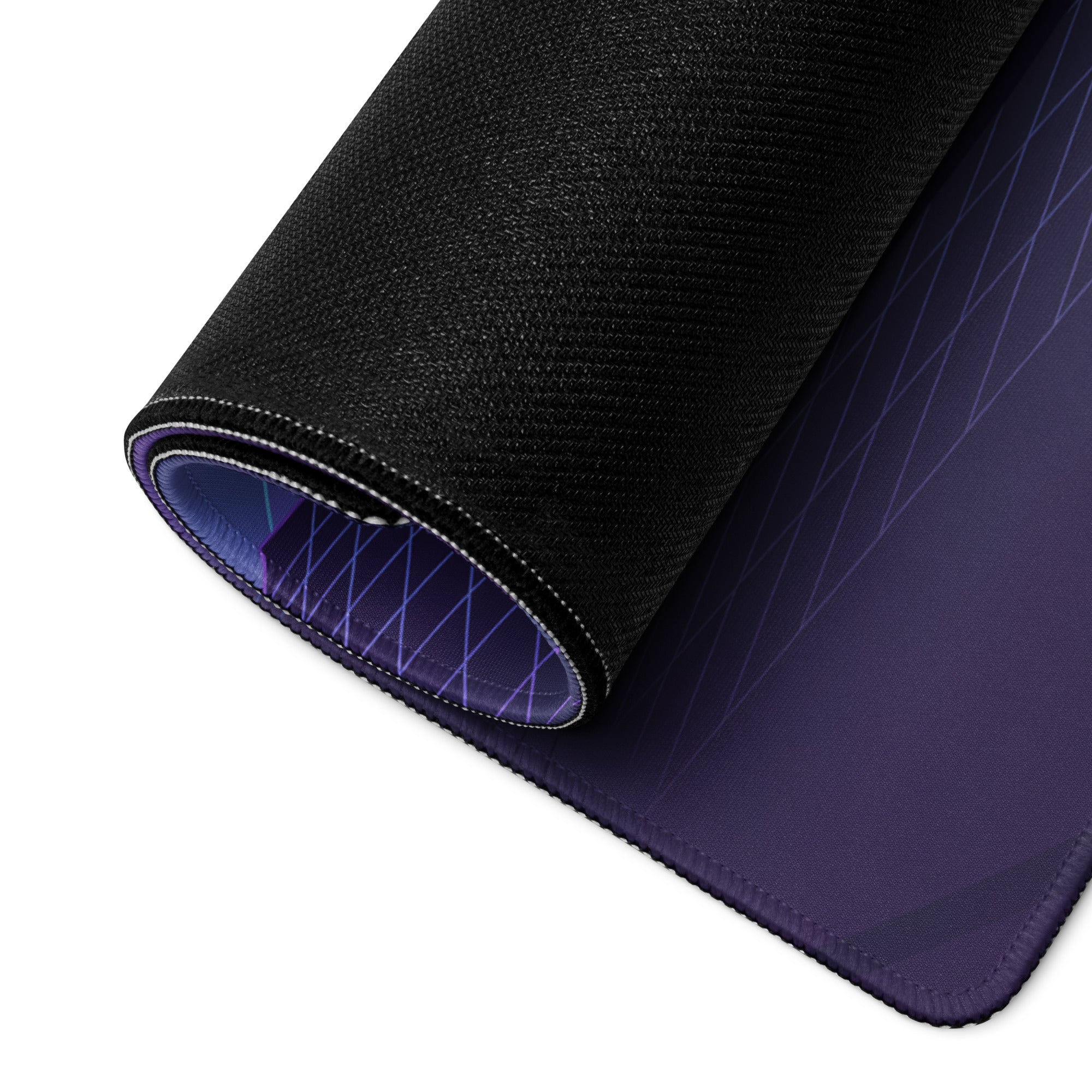 BMW 7 Series E38 Inspired Green Purple Vaporwave Gaming Mouse Pad, Retro Luxury Sedan Desk Mat with Neon Grid Forest Artwork