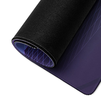 BMW 7 Series E38 Inspired Green Purple Vaporwave Gaming Mouse Pad, Retro Luxury Sedan Desk Mat with Neon Grid Forest Artwork