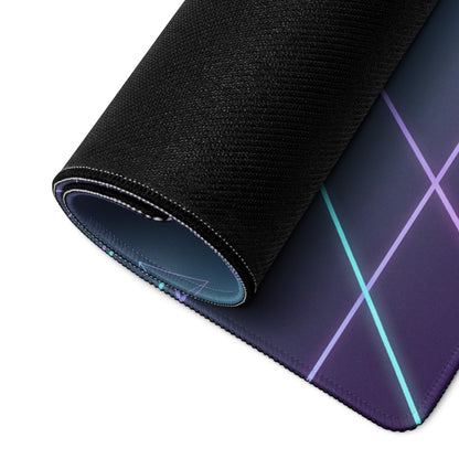 Porsche 911 GT2 993 Inspired Blue Purple Vaporwave Gaming Mouse Pad, Widebody Supercar Desk Mat with Neon Retro Futuristic Grid Artwork