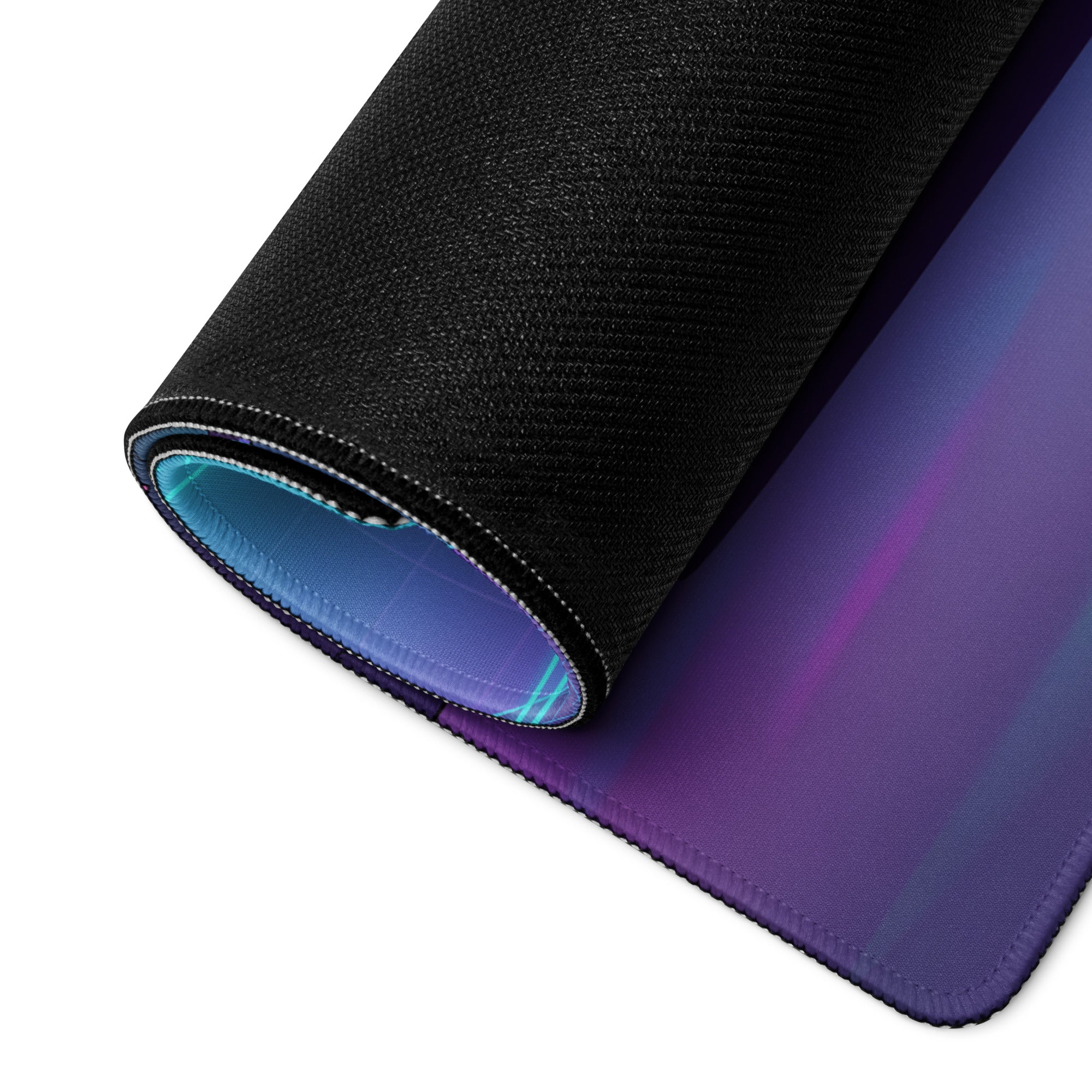 Shelby Cobra Inspired White Purple Vaporwave Gaming Mouse Pad, Classic Roadster Desk Mat with Neon Floral Forest and Retro Futuristic Artwork