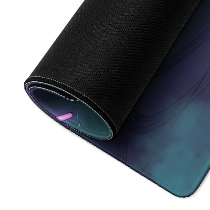 Porsche 911 Carrera 3.2 Inspired Silver Purple Vaporwave Gaming Mouse Pad, Retro Sports Car Desk Mat with Neon Tunnel Artwork