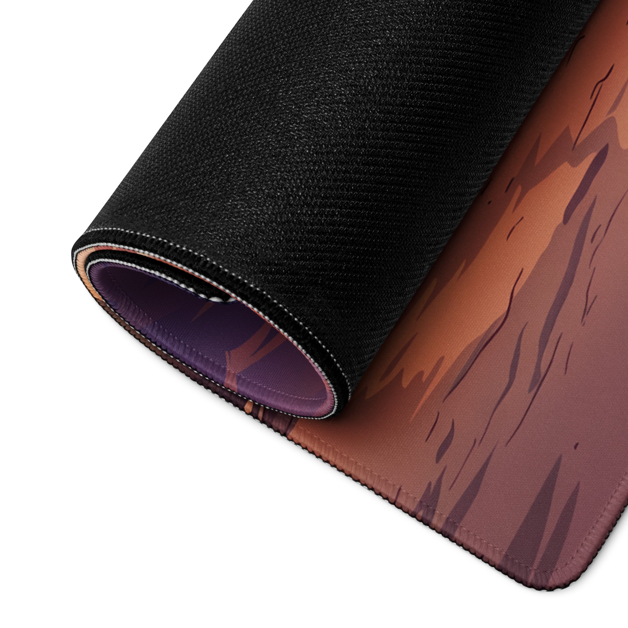 Lamborghini Countach Inspired White Orange Vaporwave Gaming Mouse Pad, Retro Supercar Desk Mat with Dramatic Desert Sunset Artwork