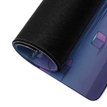 Shelby Cobra 427 Inspired White Purple Vaporwave Gaming Mouse Pad, Classic Roadster Desk Mat with Neon Forest and Retro Futuristic Grid Artwork
