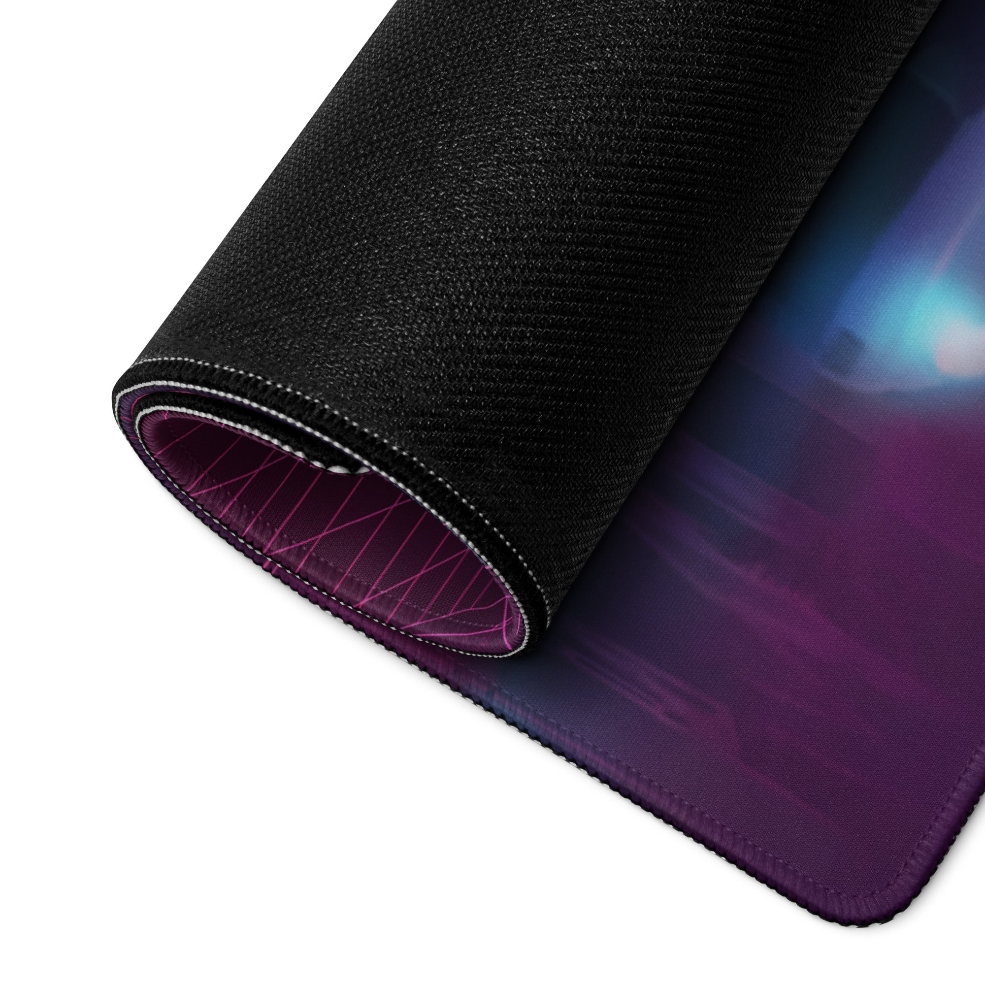 Porsche 911 GT2 993 Inspired Silver Pink Vaporwave Gaming Mouse Pad, Widebody Sports Car Desk Mat with Neon Grid Sunset and Palm Tree Artwork