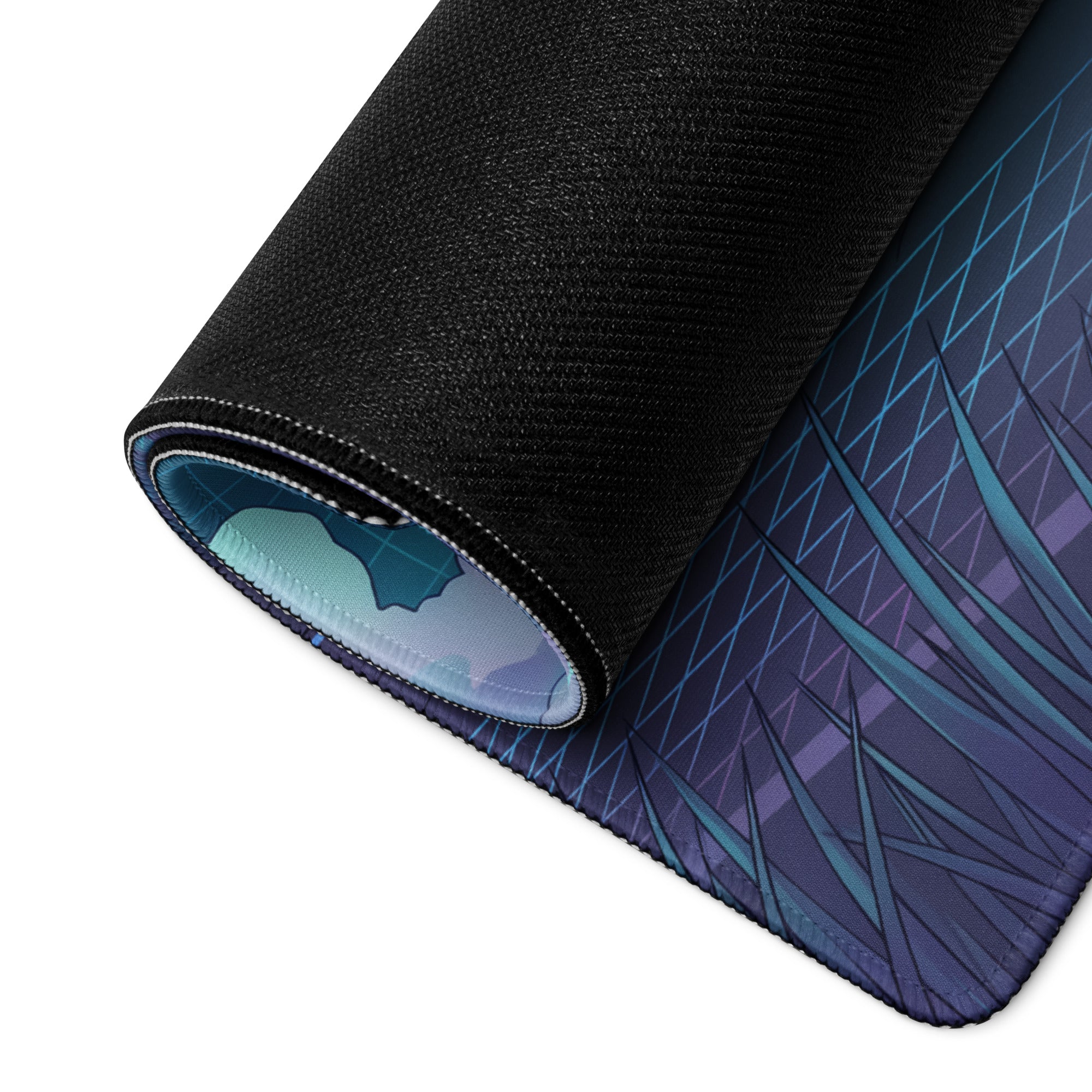 RWB Porsche 911 Turbo Inspired Black Teal Vaporwave Gaming Mouse Pad, Classic Sports Car Desk Mat with Neon Mountain Road and Storm Cloud Artwork