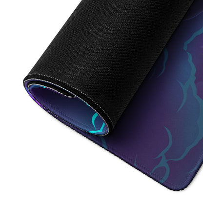 RWB Porsche 911 Turbo Inspired Purple Blue Vaporwave Gaming Mouse Pad, Neon Mountain Road Desk Mat with Retro Futuristic Crystal Artwork
