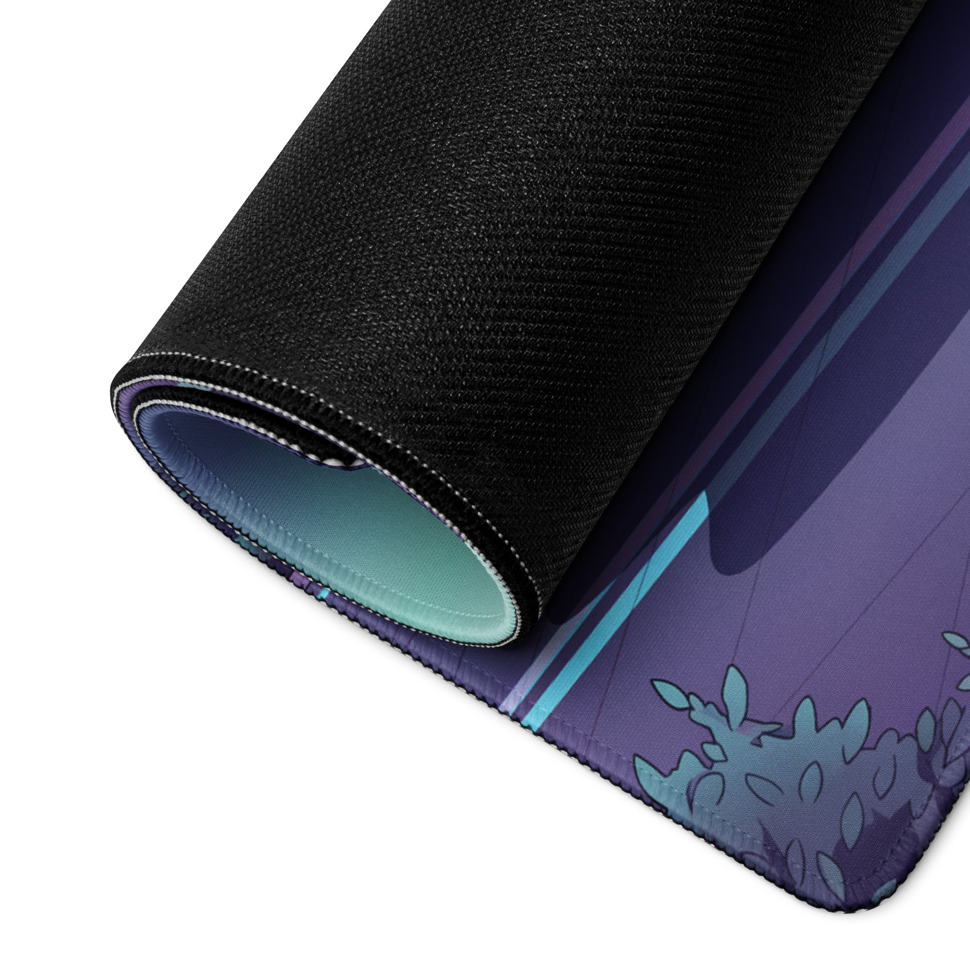 RWB Porsche 911 Inspired Purple Teal Vaporwave Gaming Mouse Pad, Neon Mountain Road Desk Mat with Retro Futuristic Sports Car Artwork