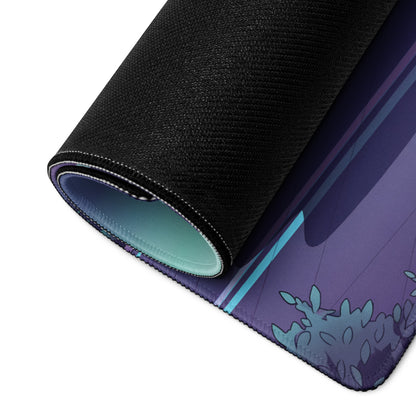 RWB Porsche 911 Inspired Purple Teal Vaporwave Gaming Mouse Pad, Neon Mountain Road Desk Mat with Retro Futuristic Sports Car Artwork