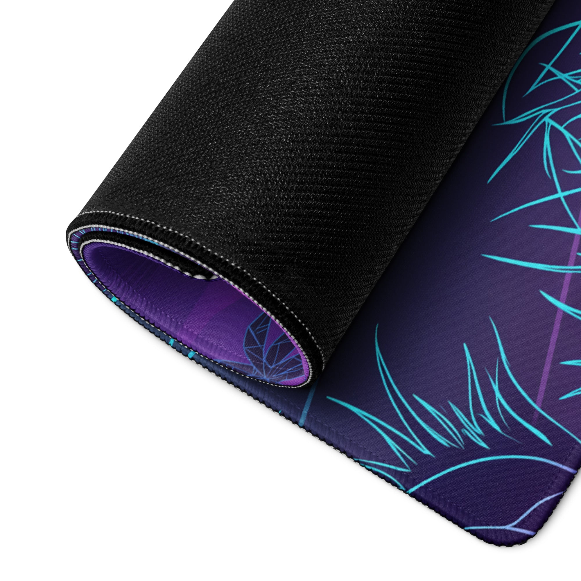 Ford GT Inspired Yellow Black Vaporwave Gaming Mouse Pad, Neon Grid Sunset Desk Mat with Retro Futuristic Supercar Artwork