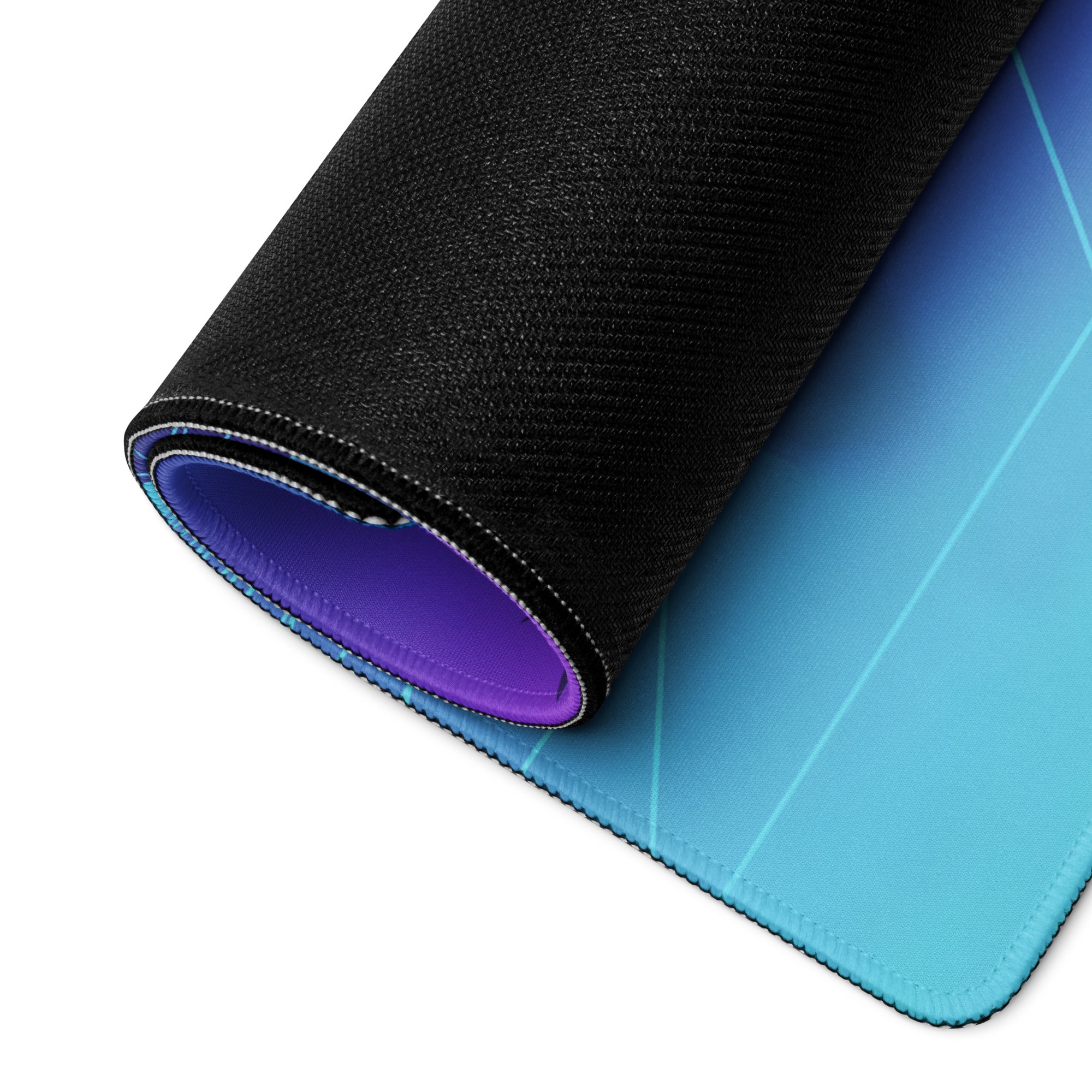 Nissan Z RZ34 Inspired Blue Vaporwave Gaming Mouse Pad, Neon JDM Sports Car Desk Mat with Retro Futuristic Grid Landscape Art