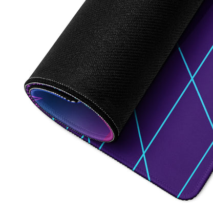 Nissan Z RZ34 Inspired White Red Vaporwave Gaming Mouse Pad, Neon JDM Sports Car Desk Mat with Retro Futuristic Synthwave Grid Art