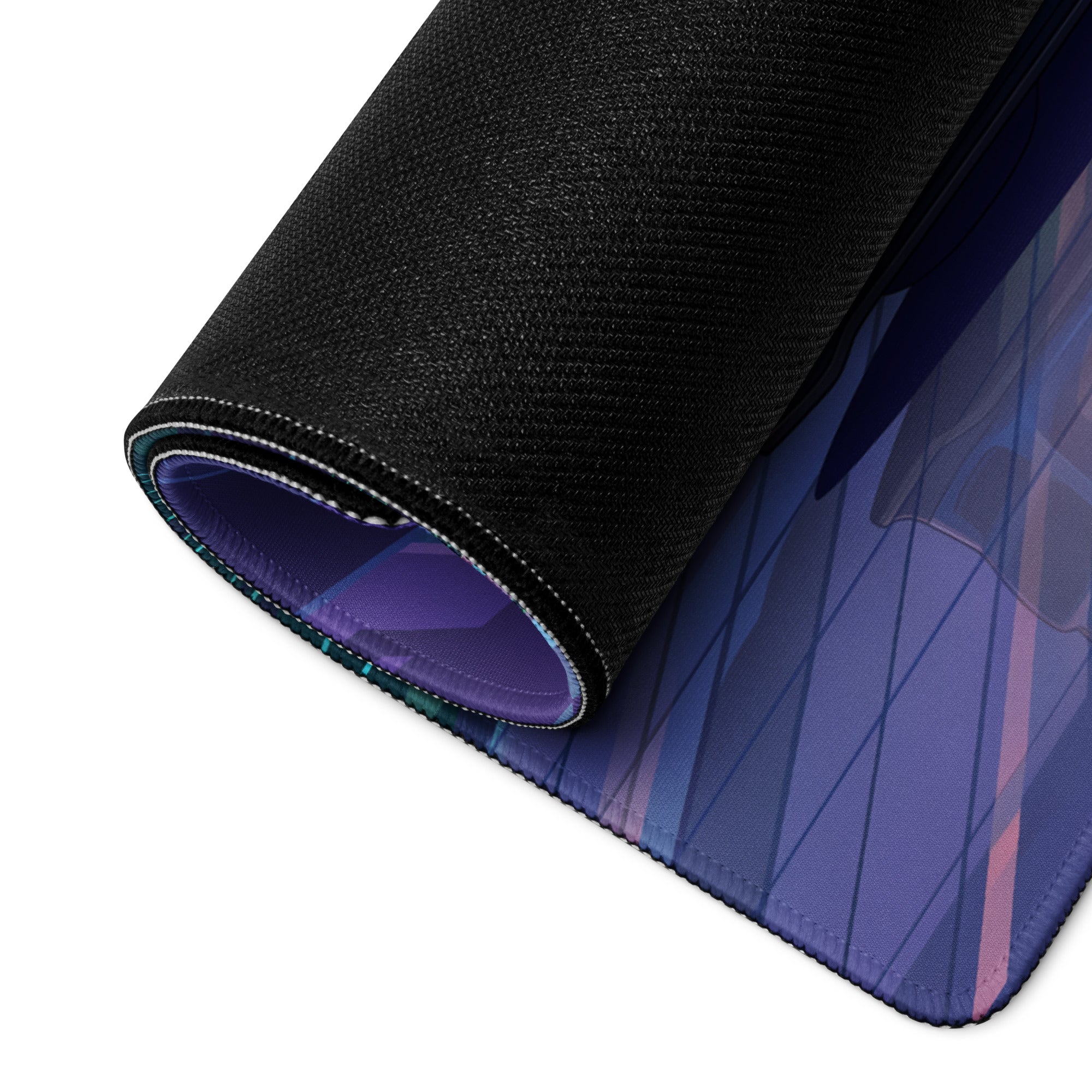 Nissan Skyline GT-R R34 Inspired Blue Vaporwave Gaming Mouse Pad, Neon JDM Sports Car Desk Mat with Retro Futuristic Synthwave Landscape Art