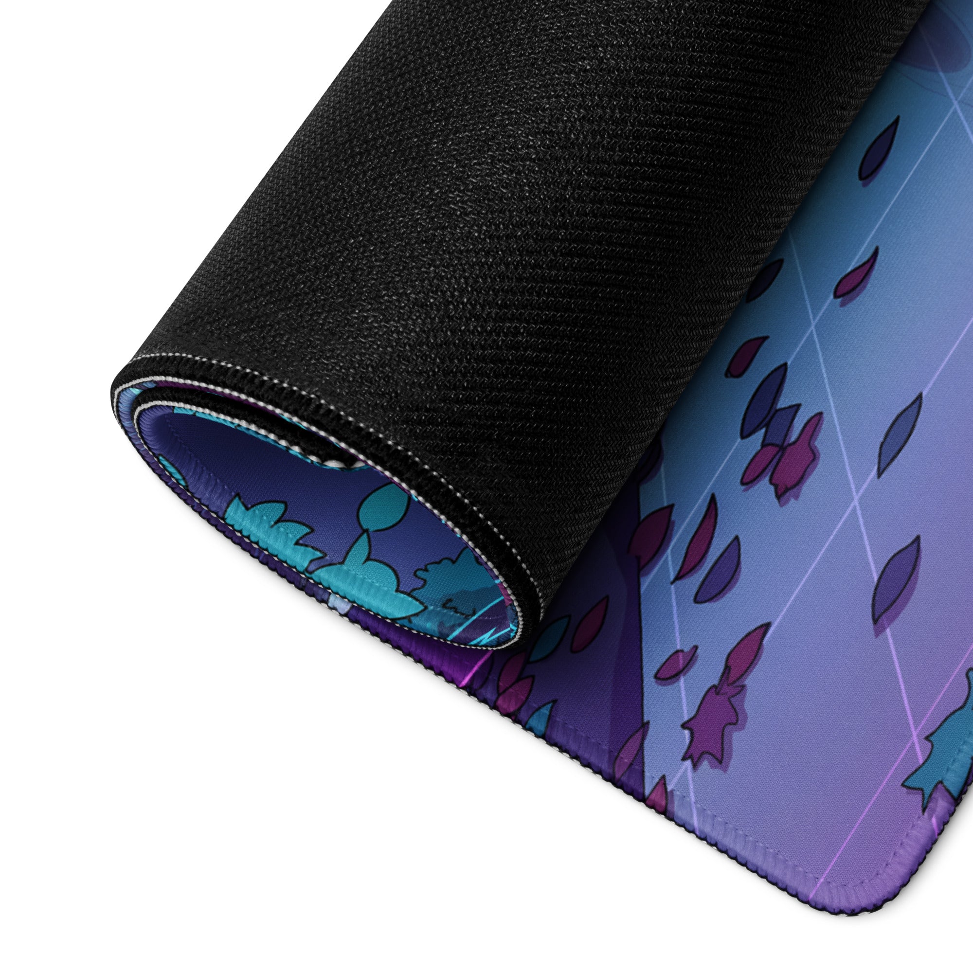 Mitsubishi Lancer Evolution X Inspired White Vaporwave Gaming Mouse Pad, Neon JDM Performance Car Desk Mat with Retro Futuristic Synthwave Art