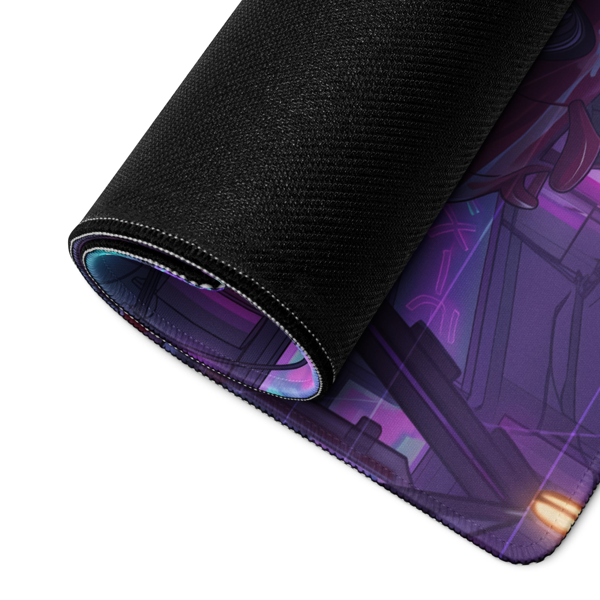 Mazda RX-7 FD Inspired Red Purple Vaporwave Gaming Mouse Pad, Neon JDM Sports Car Desk Mat with Retro Futuristic Japanese City Artwork