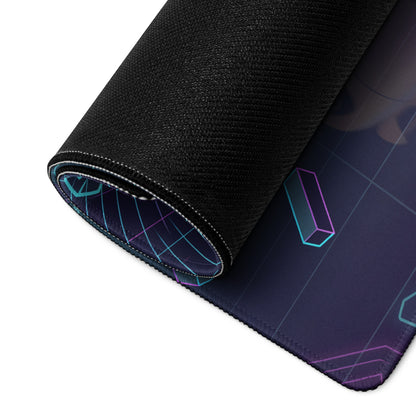 Mazda RX-7 FD Inspired Orange Purple Vaporwave Gaming Mouse Pad, Neon JDM Sports Car Desk Mat with Retro Futuristic Cyber Tunnel Artwork