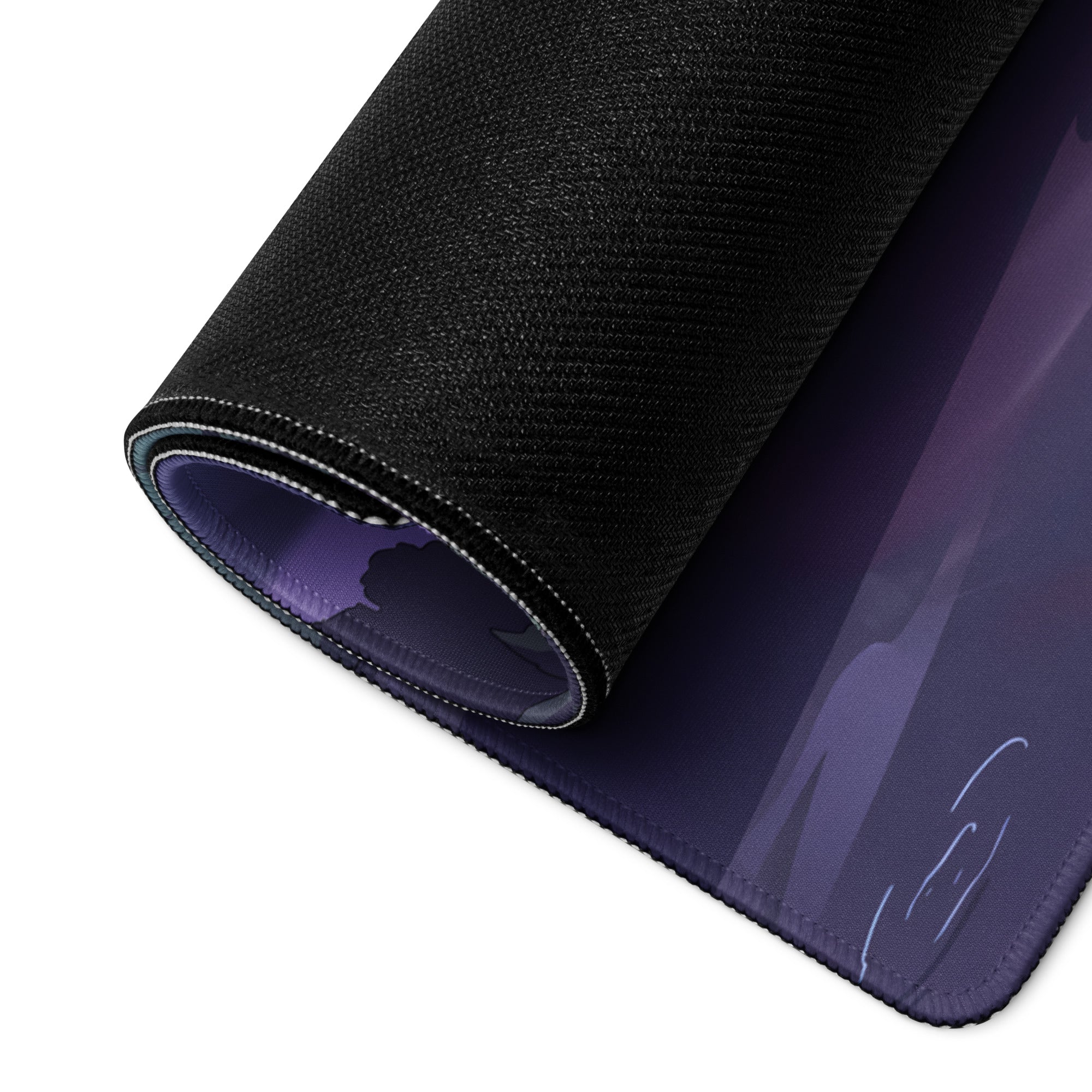 Mazda RX-7 FD Inspired Red Purple Vaporwave Gaming Mouse Pad, Neon JDM Sports Car Desk Mat with Moody Rainy Vineyard Road Artwork