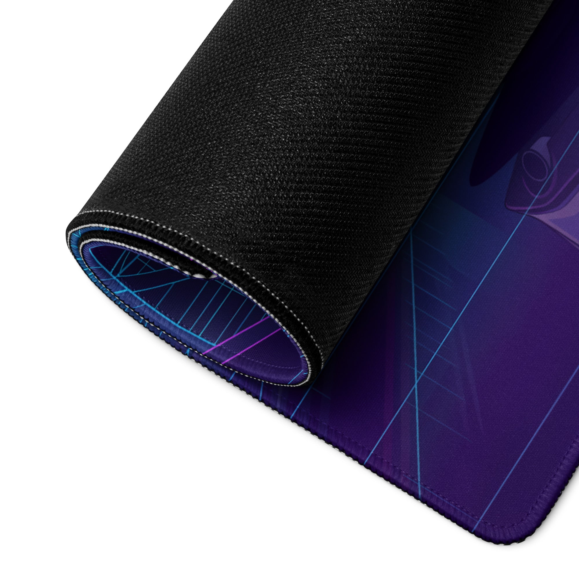 Nissan 370Z Z34 Inspired White Blue Vaporwave Gaming Mouse Pad, Neon JDM Sports Car Desk Mat with Retro Futuristic Cyber City Artwork